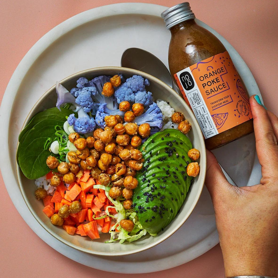Nojo Orange Poke Poke bowl with crispy chickpeas — Mighty Plants