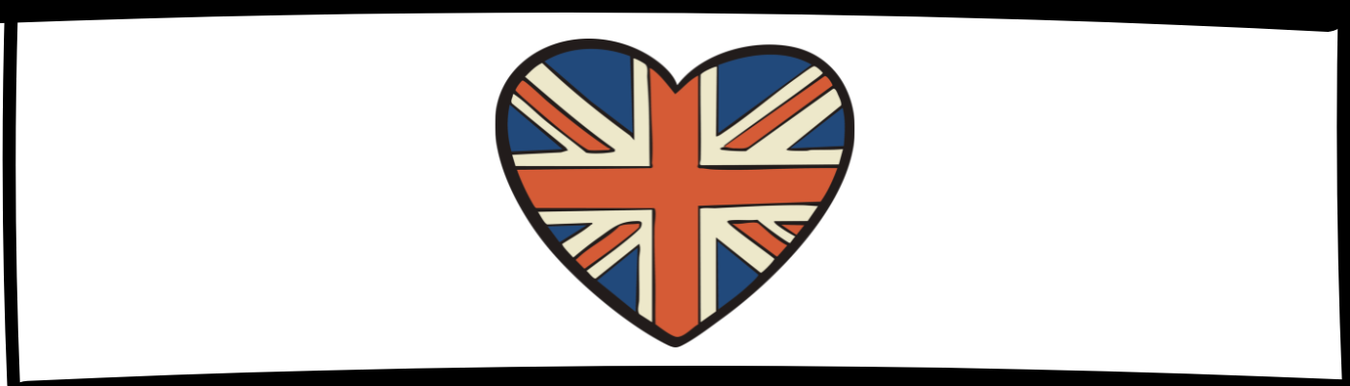 a black heart with the british flag inside on a white background