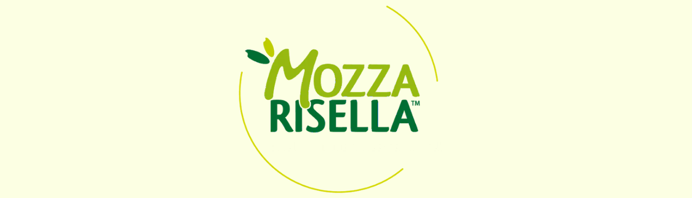 mozzarisella logo on a buttery yellow background