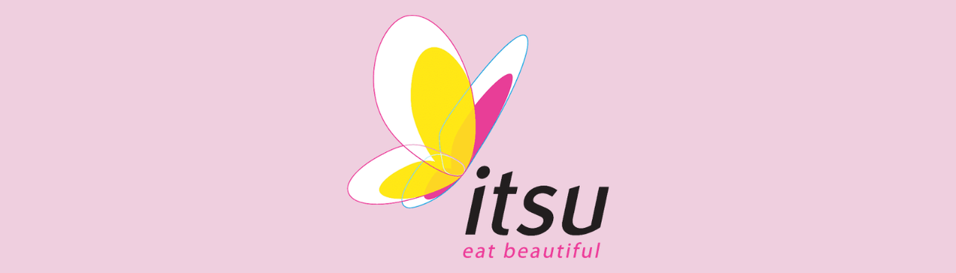 itsu eat beautiful logo on baby pink background