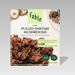 A package of Fable Pulled Shitake Mushrooms on a light gray background. The front of the packaging features a large photo of cooked mushrooms, a small photo of sliced mushrooms, and a taco, with the Fable brand logo at the top.