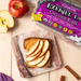 Ezekiel 4:9 cinnamon raisin bread slice with sliced appled on a breadboard with the packet and apples in the background