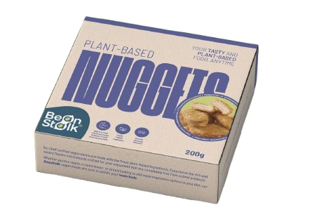 Box of Bean Stalk Plant-Based Nuggets on a white background