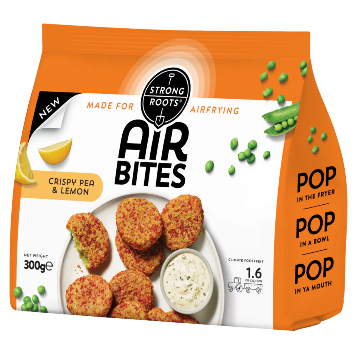 Strong Roots Pea & Lemon Air Bites 300g | Vegan Air Fryer Snack ...