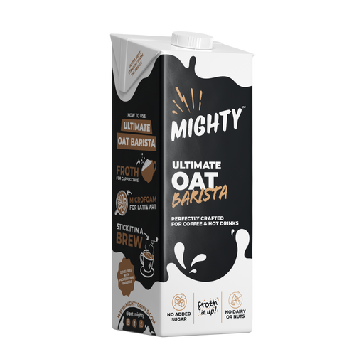 Mighty Ultimate Oat Barista packaging on a white background