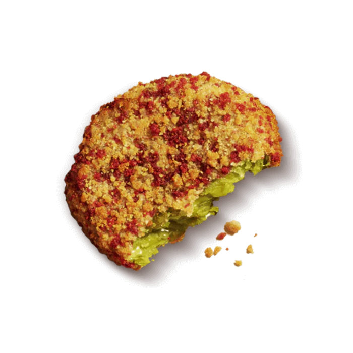 Breaded and fried airbite on a white background
