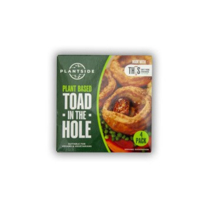 Box of Plantside plant-based toad in the hole on a white background