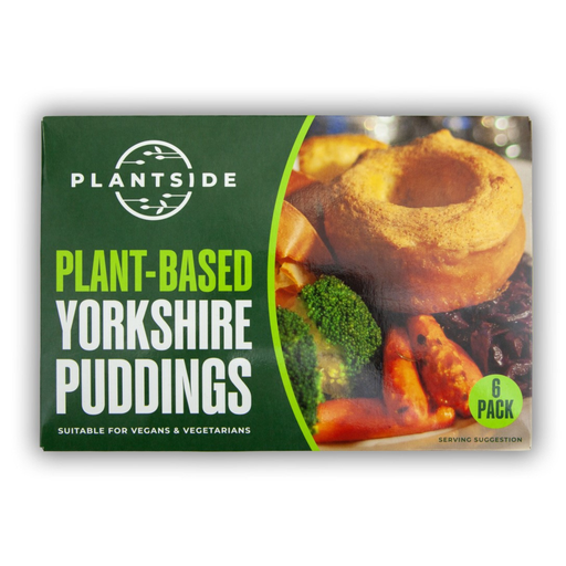 Packaging of Plantside plant-based Yorkshire puddings on a white background