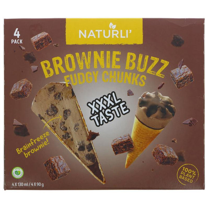 Naturli Brownie Buzz Ice Cream Cones (x4)